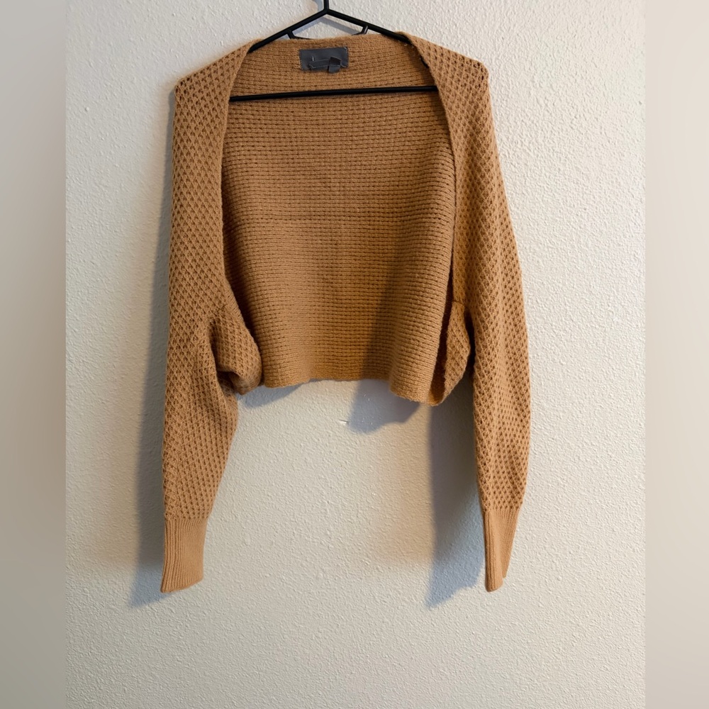 Anthropologie Tan Knit Shrug